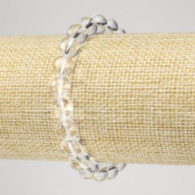 Náramek z horského křišťálu - hladká kulička, průměr 8 mm, délka 18 cm, elastický