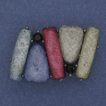 Brož s přívěskem Akcent se stříbrným kovem a akváriovým efektem, 43×27 mm+