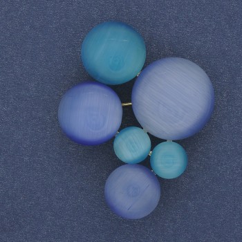 Brož-přívěsek Akcent se kamenem Kočičí oko, modré a světle modré odstíny, zlatý kov 33×43 mm+