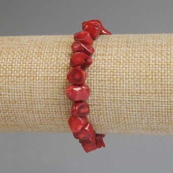 Náramek z korálu, broušené korálky 6–9×4–7 mm, délka 18 cm, elastický