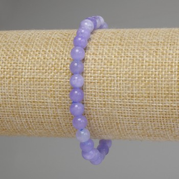 Náramek z akvamarínu, hladké korálky o průměru 6 mm, délka 18 cm, na elastické šňůrce