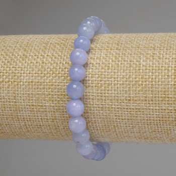 Náramek z akvamarínu, hladké kuličky, průměr 8 mm, délka 18 cm, elastický