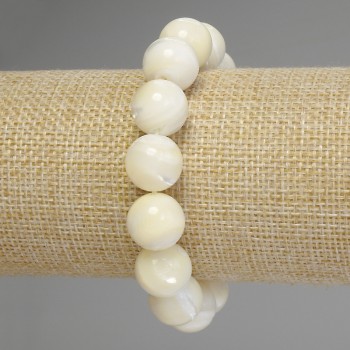 Náramek z perleti – hladké korálky, průměr 13 mm, délka 18 cm, elastický