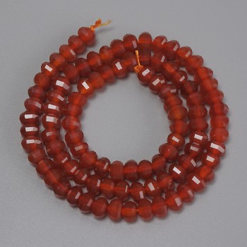 Korálky karneolu brusované rondely, průměr 5×4 mm, délka 38 cm na niti