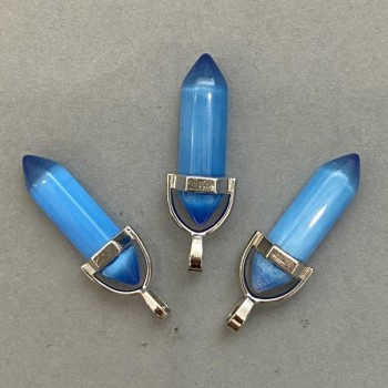 Přívěsek Kočičí oko šestiúhelníkový krystal 8×31×41 mm+