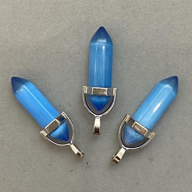 Přívěsek Kočičí oko šestiúhelníkový krystal 8×31×41 mm+