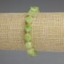 Náramek z chrysolitu a olivínu, brusované rombíky 9×8 mm ±, bískerové korálky 3 mm ±, délka 18 cm ± streč