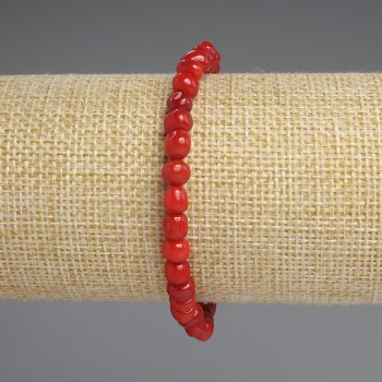 Náramek z korálu, brusované korálky, průměr 5–6 mm, 5×5 mm ±, délka 18 cm ±, elastický