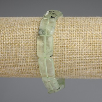 Náramek z prenitu s obdélníkovými články, rozměry 16 × 12 mm, délka 18 cm, elastická šňůrka