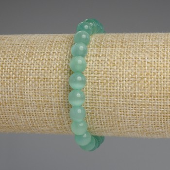 Náramek z kočičího oka, hladké korálky 8 mm, délka cca 18 cm, elastický