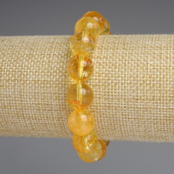 Náramek z citrínu s hladkými kuličkami, průměr 12 mm ±, délka 18 cm ±, elastický