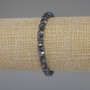 Náramek z hematitu fasetované mnohoúhelníky, průměr cca 6×5 mm, délka 18 cm, elastický