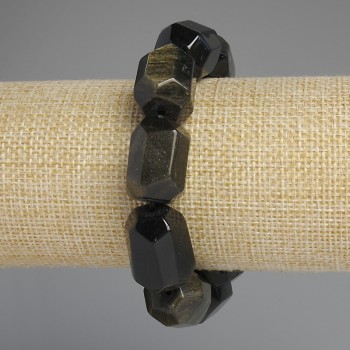 Náramek ze Slunečního obsidiánu, vícehranný, průměr 20×15–16 mm, délka 18 cm +