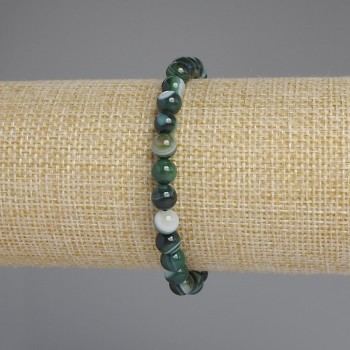 Náramek z achátu – hladké kuličky, průměr cca 6 mm, délka cca 18 cm, na elastické šňůře