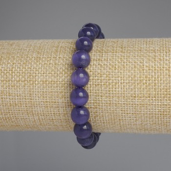 Náramek z kamene Kočičí oko, hladké kuličky, průměr 9,5 mm, délka 18 cm, elastický