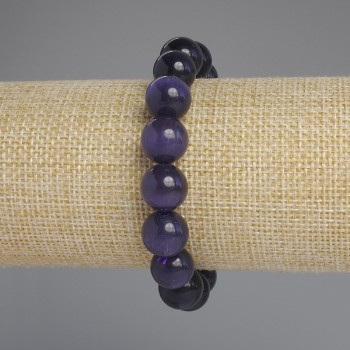 Náramek z kočičího oka – hladké korálky, průměr 11,5 mm, délka 18 cm, elastický