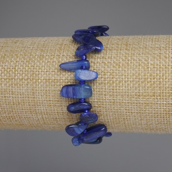 Náramek z kianitu fasetovaný – Motýlek, průměr 11–16×6–8 mm ±, korálky 3 mm ±, délka 18 cm ±, elastický