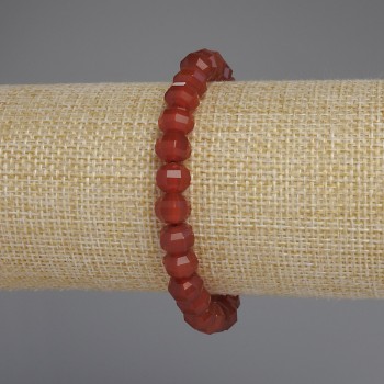 Náramek z karneolu, broušené rondely, průměr 8×6 mm, délka 18 cm, pružný