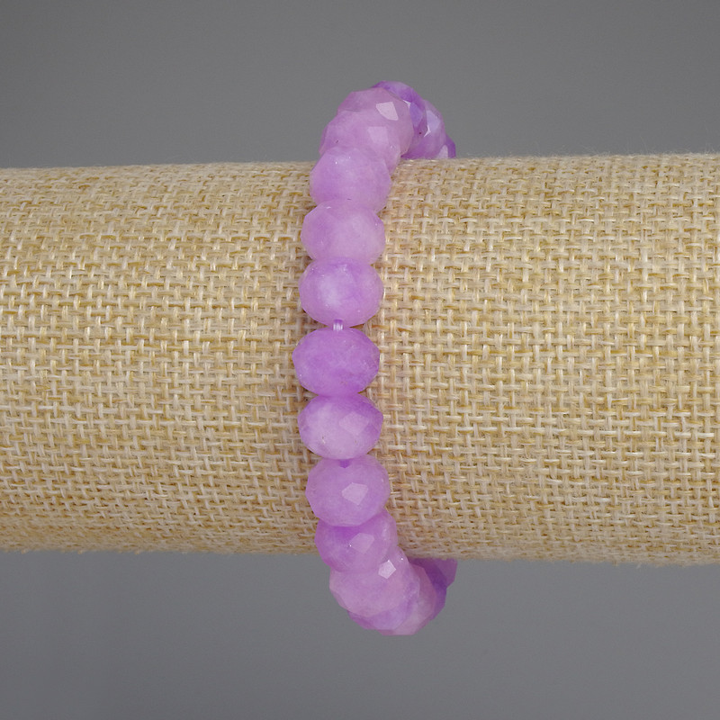 Náramek z levandulového ametystu s fasetovanými rondely, průměr 10×7 mm, délka 18 cm, elastický