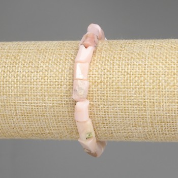Náramek z růžového opálu, broušený, průměr 10–12×7–8 mm, délka 18 cm, elastický