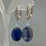 Náušnice z kianitu, oválné 18×13 mm, ± facetovaný kubický topaz, průměr 4 mm, délka 43 mm