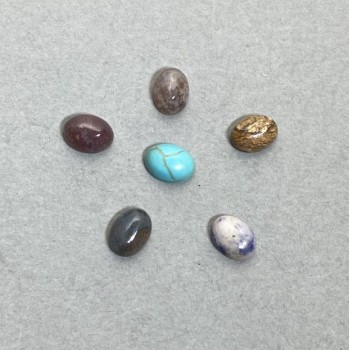 Kabošonový sortiment (tyrkys, jaspis, achát, sodalit) 8×6 mm ± 6 ks