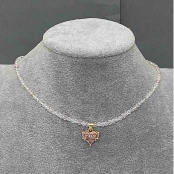 Choker z českého křišťálu s facetovanými rondely 3×2,5 mm, s přívěskem, délka 38 cm + 5 cm prodlužovací řetízek