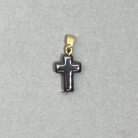 Přívěšek hematit kříž 22×10 mm+
