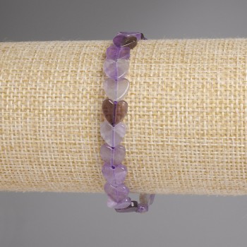 Náramek z ametystu ve tvaru srdcí, 8 mm, na elastické šňůře, délka 18 cm