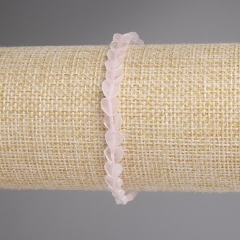 Náramek z růžového křemene se srdíčkem 6 mm, délka 18 cm, elastický