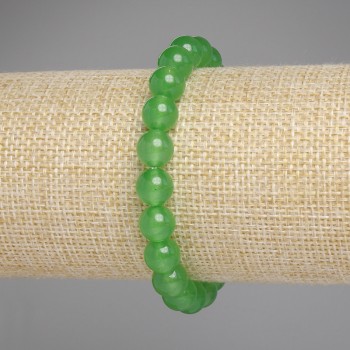 Náramek z hrizoprasu, hladké kuličky, průměr 8 mm, délka 18 cm, elastický