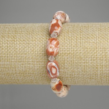 Браслет Пустельна Яшма барило 14х10мм+- бісер 5мм+-, довжина 18см +