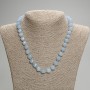 Náhrdelník z akvamarínu s broušenými rombíky, průměr kamenů cca 10×9 mm, korálky 3 mm, délka cca 45 cm se zapínáním