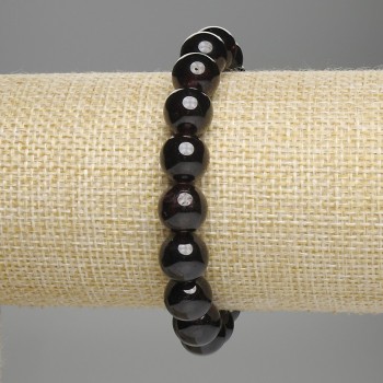Náramek z granátu – hladké kuličky, průměr 9,5 mm, délka 18 cm, elastický