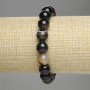 Náramek z achátu, hladké kuličky o průměru 10 mm, délka 18 cm, pružná guma