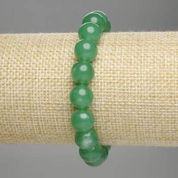 Náramek z chrysoprasu – hladké korálky, průměr cca 10 mm, délka 18 cm, elastický