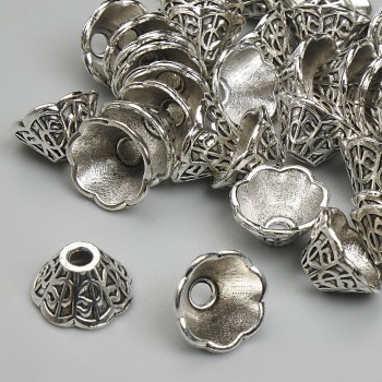 Koncovka pro bižuterii, průměr 6×9 mm ±, otvor 2,2 mm ±, stříbrná barva kovu, balení 20 g ± (cca 40 ks)