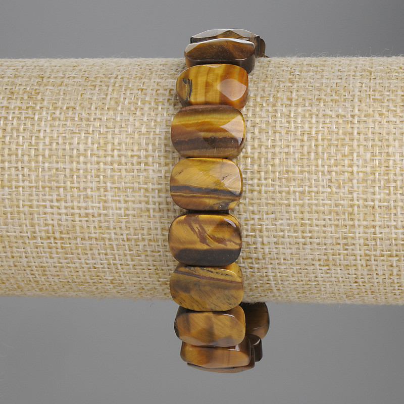 Náramek z tygřího oka granovaný 14×10 mm, délka 18 cm, elastický