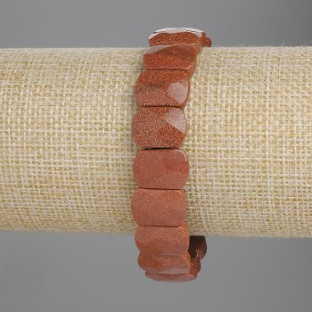 Náramek z aventurínu „Zlatý písek“ – ryhovaný článek 14×10 mm, délka 18 cm, elastický