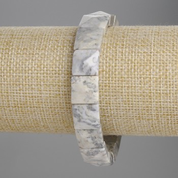 Браслет сіра Яшма гранована ланка 12х12мм+-, довжина 18см+- стрейч