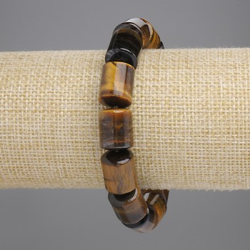 Náramek z tygřího oka cylindrický, průměr 14×11 mm, korálky 5 mm, délka 18 cm, +/- elastická guma