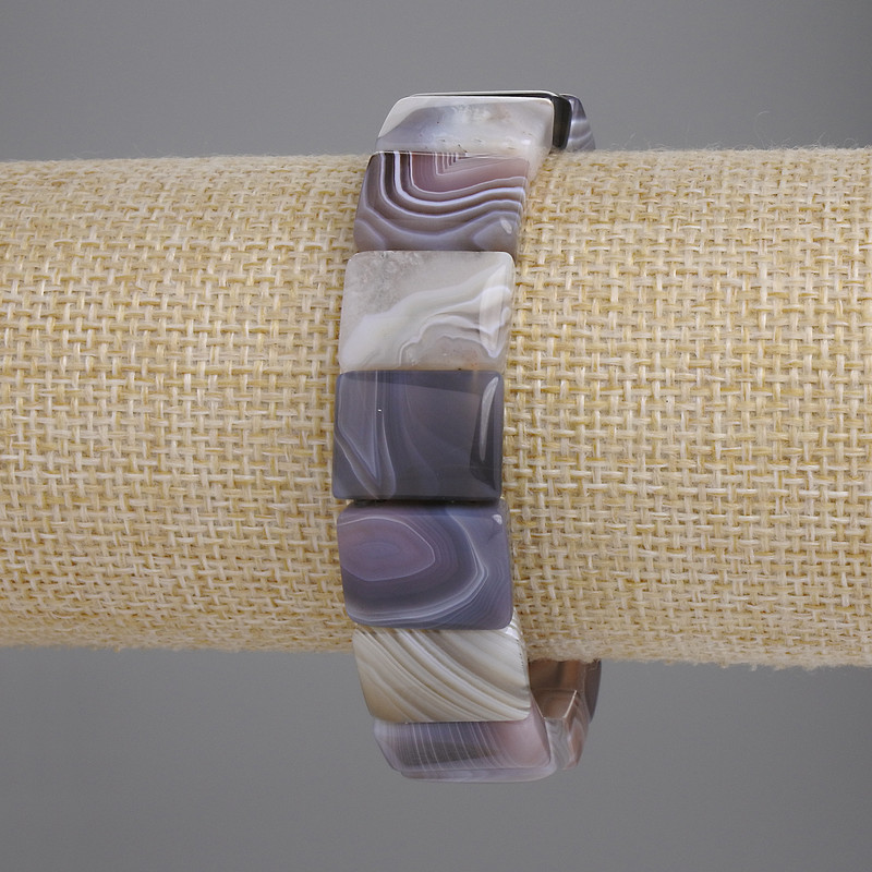 Náramek z botswanského achátu, obdélníkové články, rozměr 16×12 mm ±, délka 18 cm ±, elastický