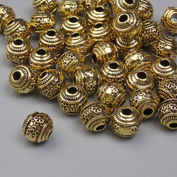 Zlaté korálkové vložky, barva kovu zlatá, průměr 5 mm ±, otvor 1,5 mm ±, balení 20 g ~38 ks +