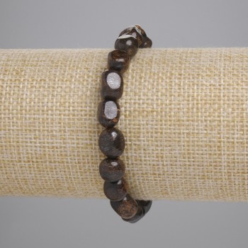 Náramek z bronzitu, facetované korálky, průměr 7–12×7–8 mm, délka 18 cm, elastický