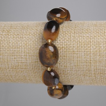 Náramek z tygřího oka s galetovými kameny o průměru cca 15–18 × 12–14 mm, korálky 3 mm, délka cca 18 cm, elastický