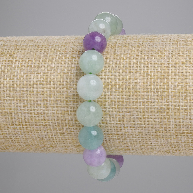 Náramek z fluoritu – přírodní kámen, hladká kulička, průměr 10 mm, délka 18 cm (elastický)