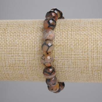 Sleva! Náramek achátu Žíly draka brusované kuličky, průměr 9,5 mm, délka 18 cm, elastický