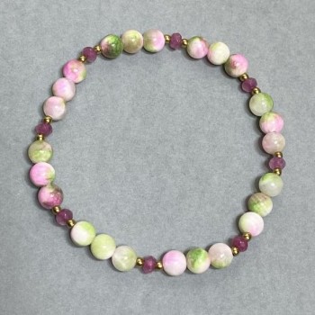 Náramek z variscitu (akryl) kulička 6 mm +- České křišťál rondel 4×3 mm +-, délka 18 cm +-, elastický