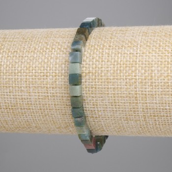 Náramek z mechového achátu – kostky o straně 4 mm, délka 18 cm, elastický