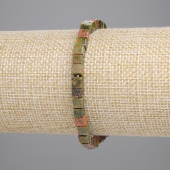 Náramek z jaspisu heliotrop kostky 4 mm, délka 18 cm ±, na elastické gumičce